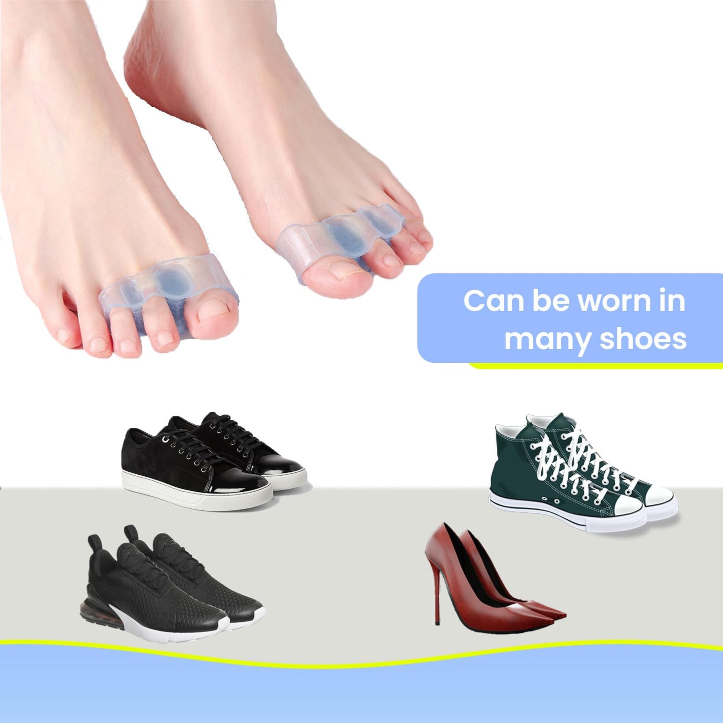 Toe Separators for Correcting Bunions and Restoring Toes to Their Original Shape for Men and Women – Toe Spacers Bunion Corrector (Light Blue)