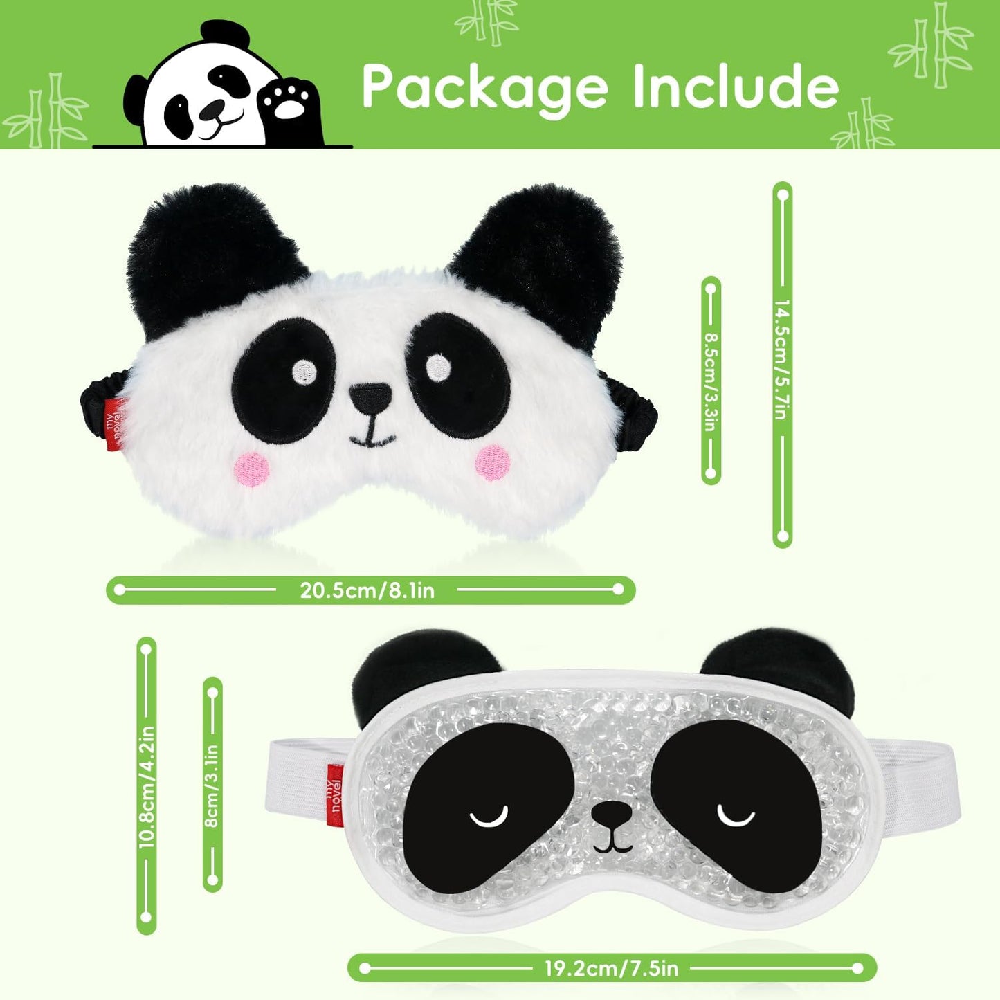 Cooling Eye Mask and Plush Sleep Mask for Girl Woman 2PCS, Cute Animal Sleeping Mask Soft Blindfold Cold Warm Eye Compress Gifting for Home Spa, Office, Morning Refreshment, Travel