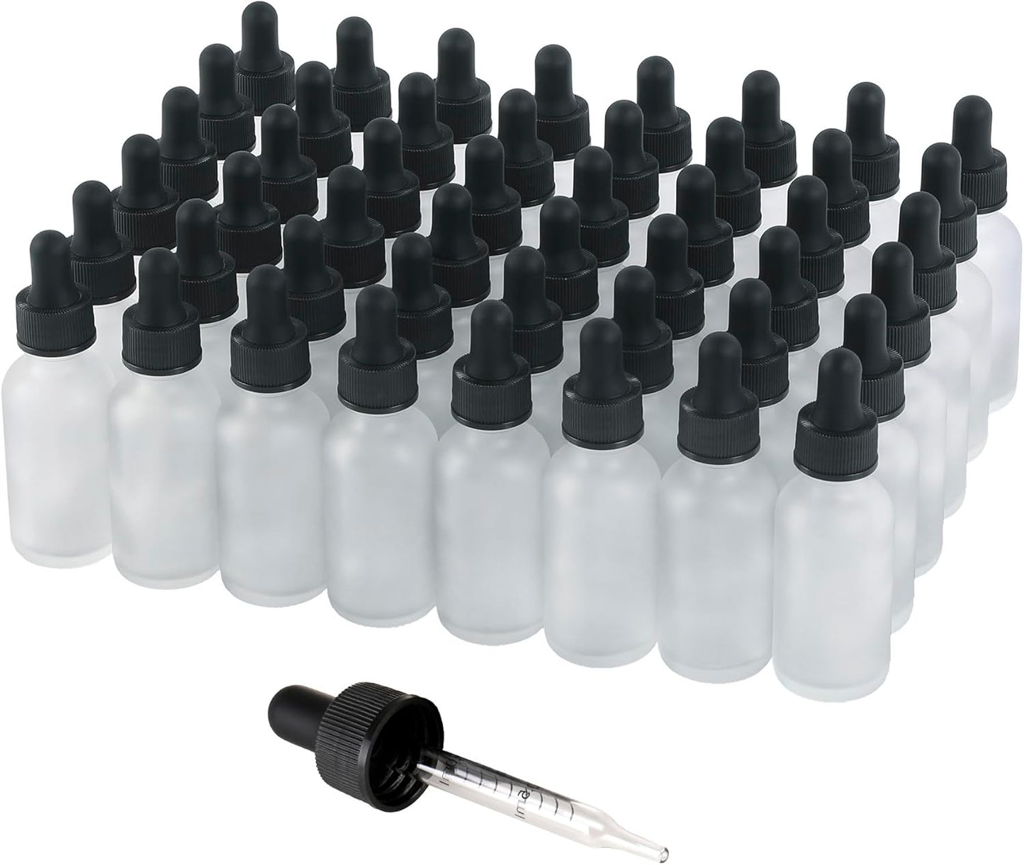 48 Pack,1oz Glass Dropper Bottle, Clear Frosted Tincture Bottles with Dropper, Pretty Finish for All Kinds of Liquids,Oil Bottles for Hair- Stronger Suction ideal for Leakproof Travel
