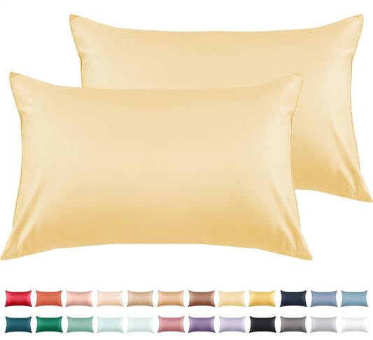 Warmstar Cotton Pillow Cases King Size Set of 2, 600 Thread Count Pillowcases 20x36 Inches, Soft Long Staple Cotton Pillowcases Breathable with Envelope Closure,Mustard Yellow