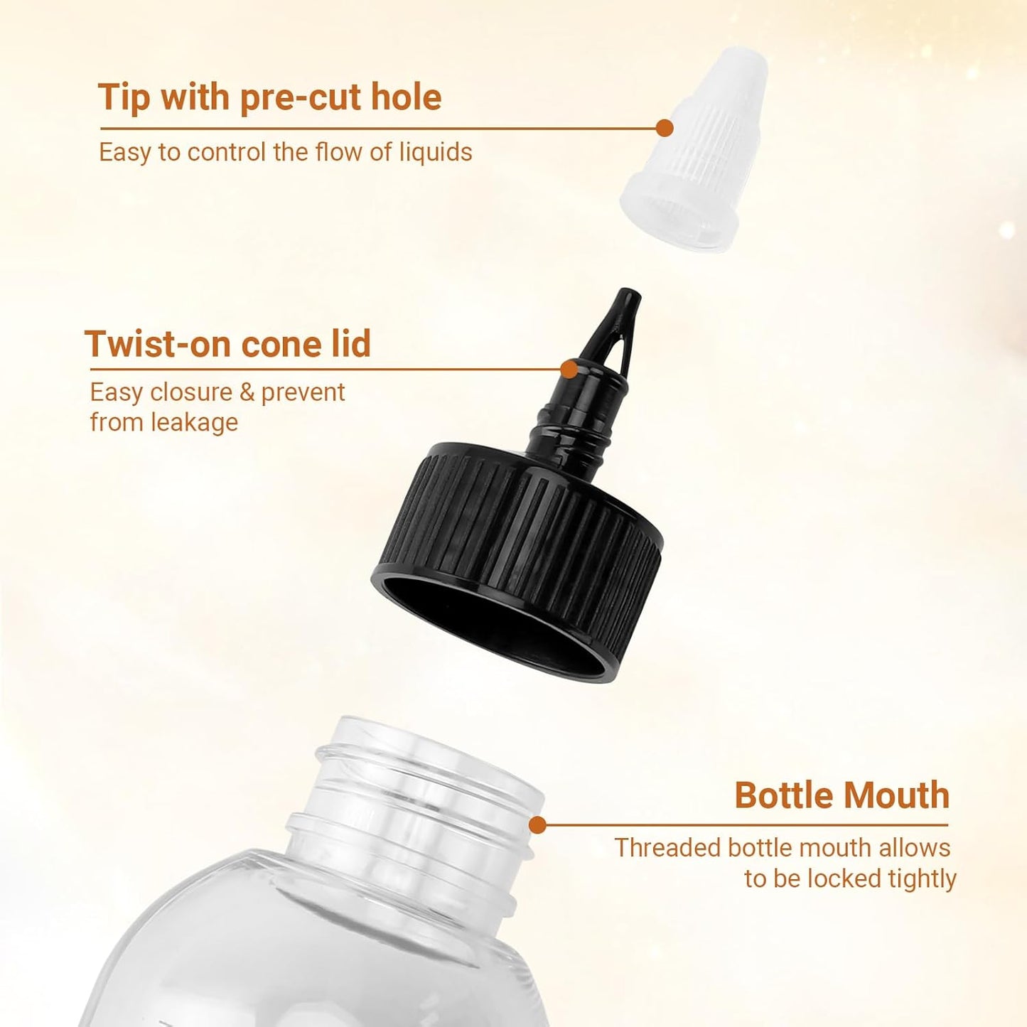 Segbeauty 8.5oz Twist Top Applicator Bottle, 4pcs 250ml Measured Hair Dye Bottles, Clear Empty Hair Oil Bottle with Ratio Graduated Scale, Hair Color Squeeze Bottle Application Bottles for Hair Dyeing