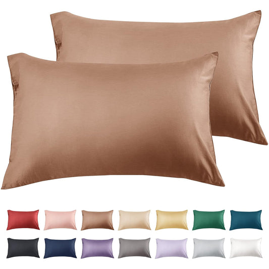 Warmstar Cotton Pillow Cases King Size Set of 2, 600 Thread Count Pillowcases 20x36 Inches, Soft Long Staple Cotton Pillowcases Breathable with Envelope Closure,Coffee Brown