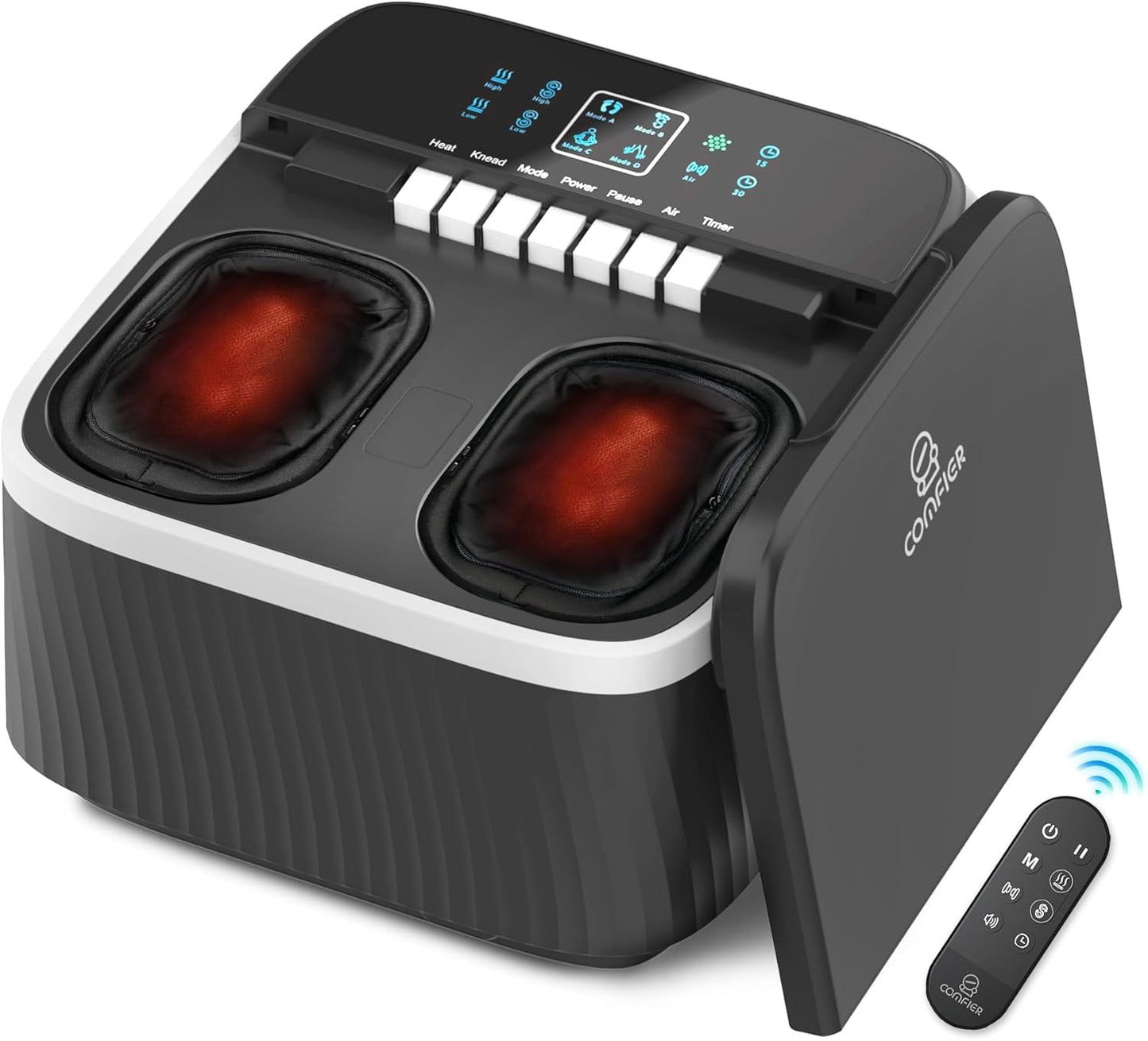 COMFIER Foot Massager with Heat, Shiatsu Foot Massager Machine for Neuropathy Plantar Fasciitis, Squeeze & Rolling Foot Massage, Remote Control & Piano-Key Button