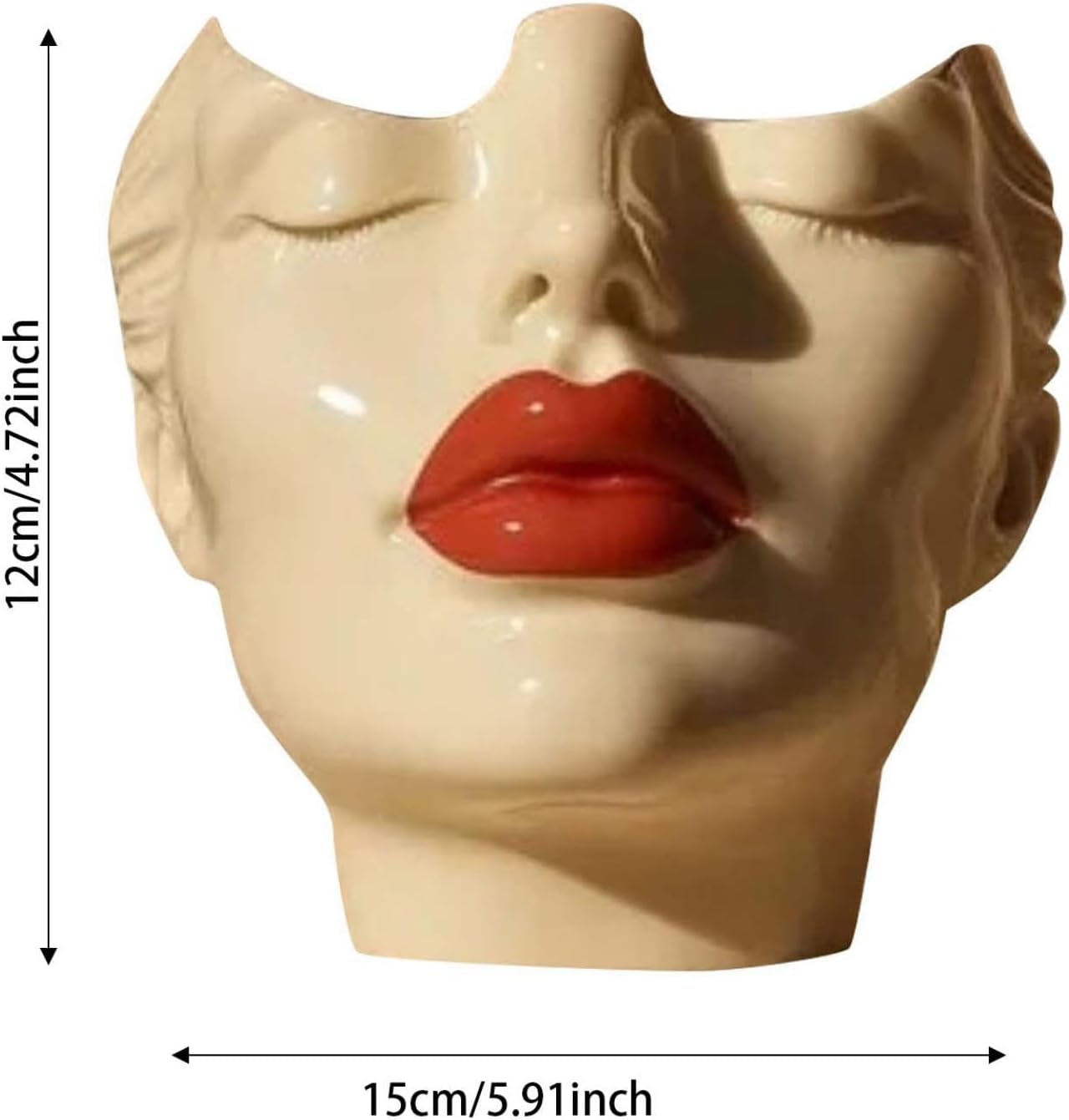 Makeup Brush Organizer, Boho Women Head Shape Sculpture, Modern Desk Decor Pen Holder, White Female Face Vase Bookshelf Decor, Office Shelf Organizer for Vanity, Living Room, Home (Beige 2)