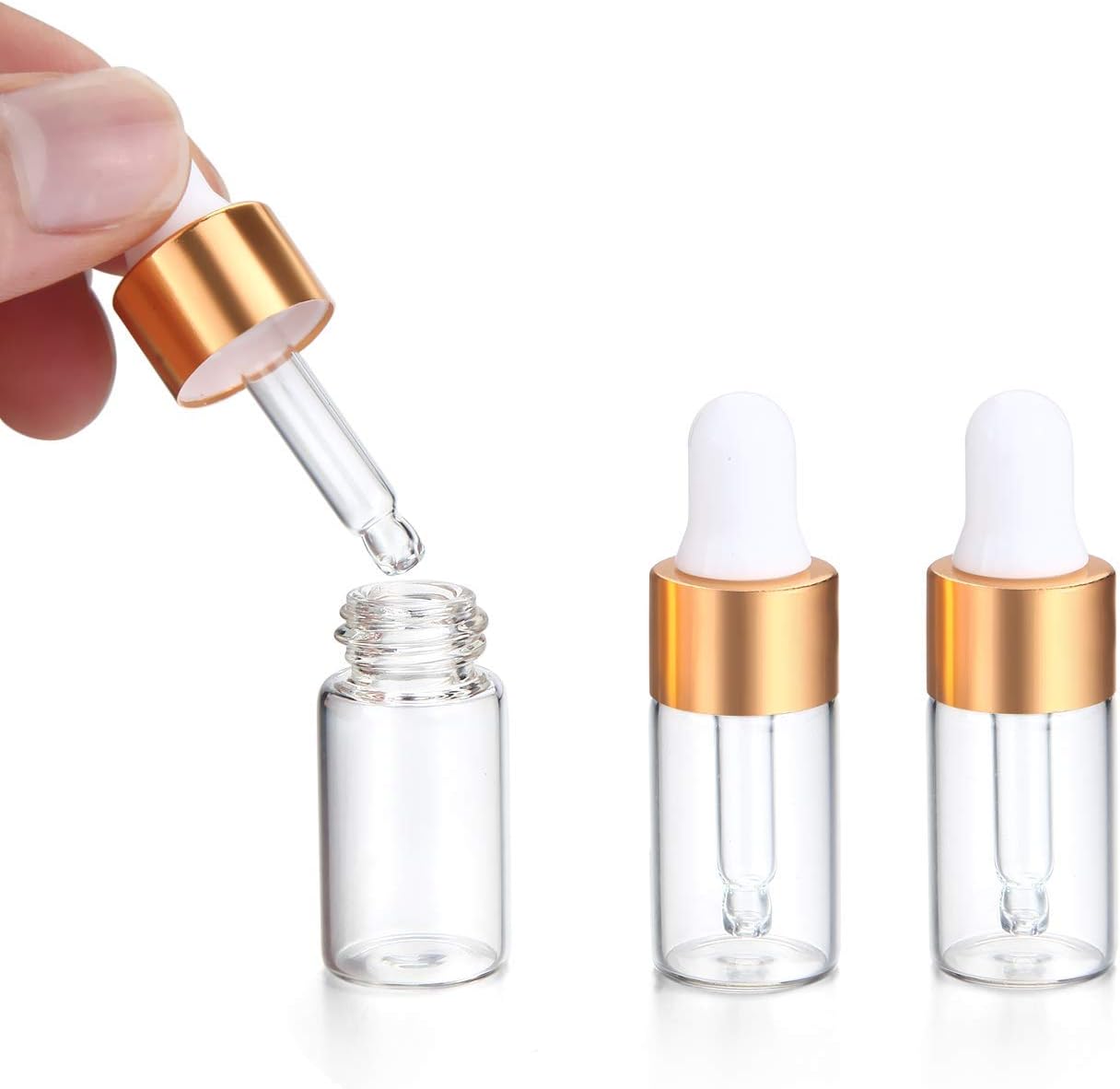100,3ml Clear Glass Dropper Bottle,Mini Glass Eye Dropper Vials With Pipette For Essential Oils Empty Dropper With Pipette Sample Test Tubes Travel Perfume Liquid Container