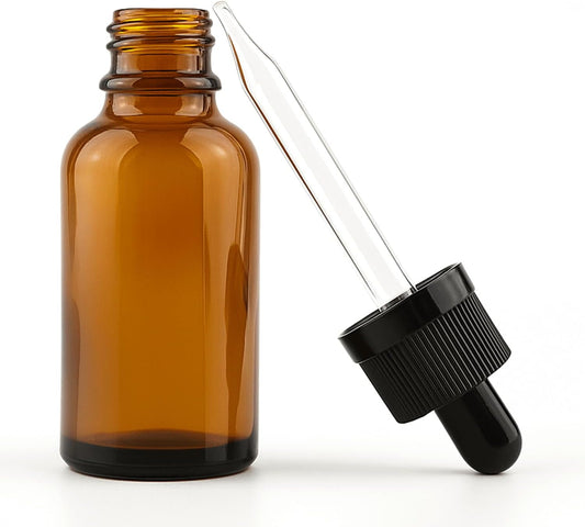 Sandbaggy 1oz Amber Glass Dropper Bottles - BPA Free, UV Protected - 75 mm Glass Pipette, Silicone Bulb (400)