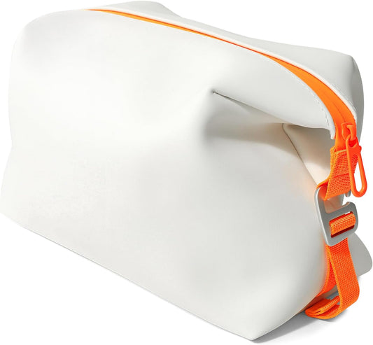 6"x 11" 6L Large Silicone Toiletry Bag,Waterproof Leakproof Foldable Travel Organizer,Dopp Kit Alternative for Men & Women,White