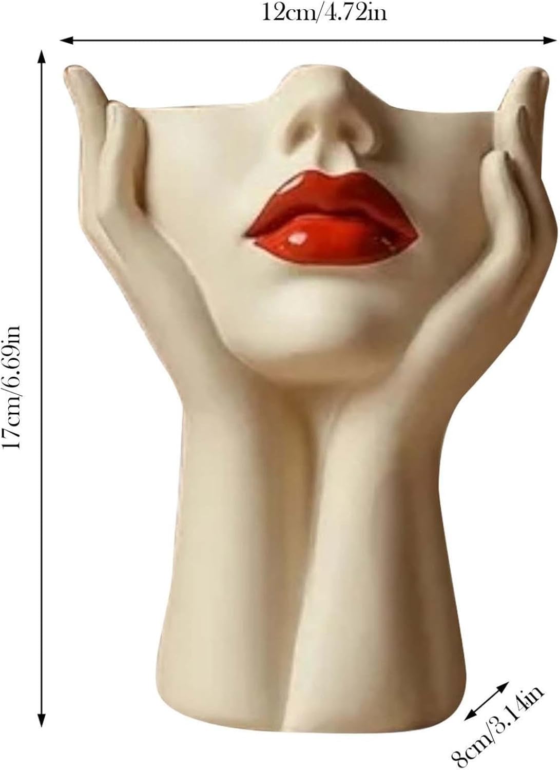 Makeup Brush Organizer, Boho Women Head Shape Sculpture, Modern Desk Decor Pen Holder, White Female Face Vase Bookshelf Decor, Office Shelf Organizer for Vanity, Living Room, Home (Beige 1)