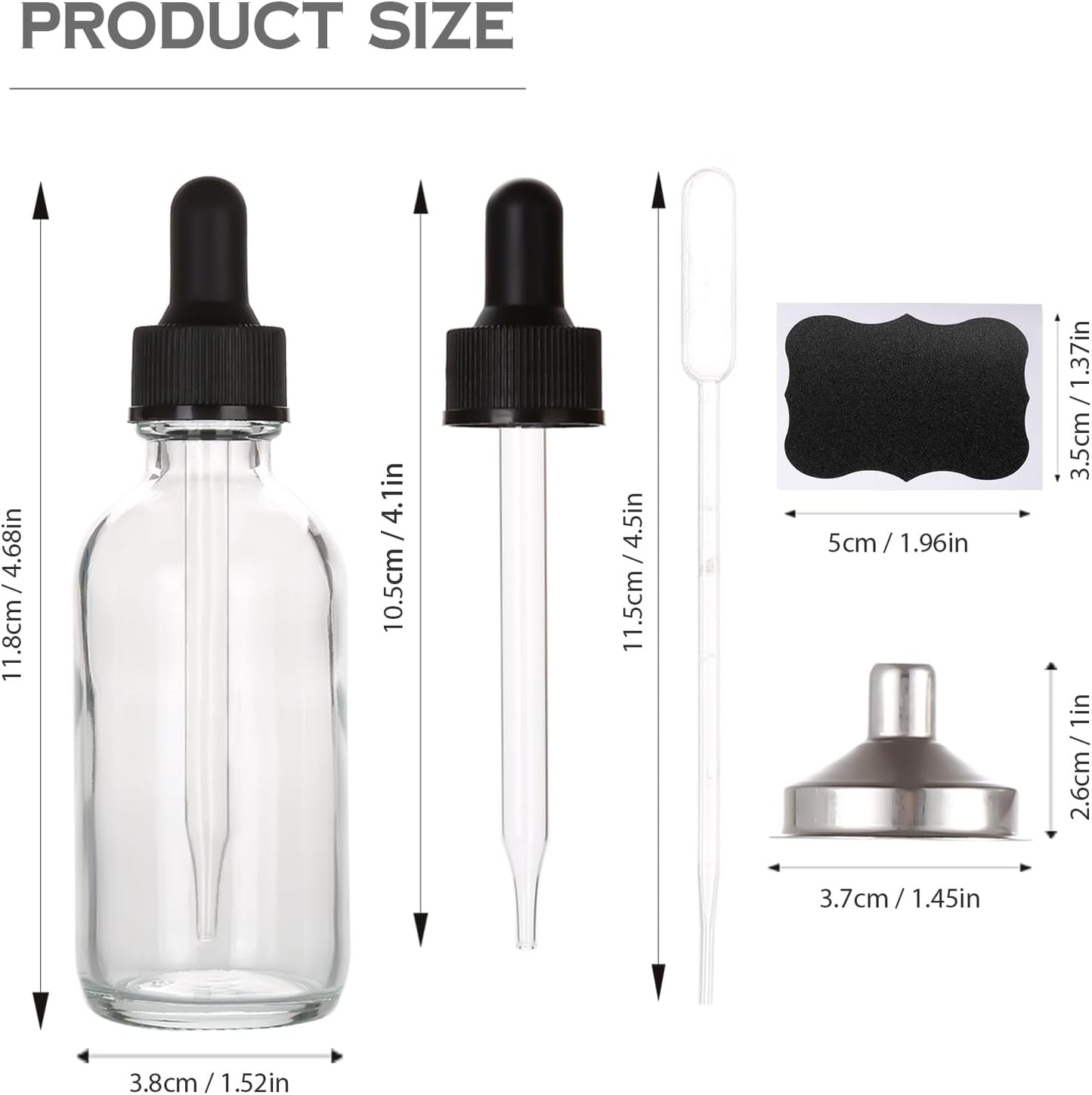 2 oz Glass Dropper Bottles,4 Pack 60ml Empty Reusable Leak Proof Thick Tincture Bottles for Essential Oils,Hair Oil,Liquids,Laboratory,Pharmacist Bottle,Massage,Perfumery Aromatherapy