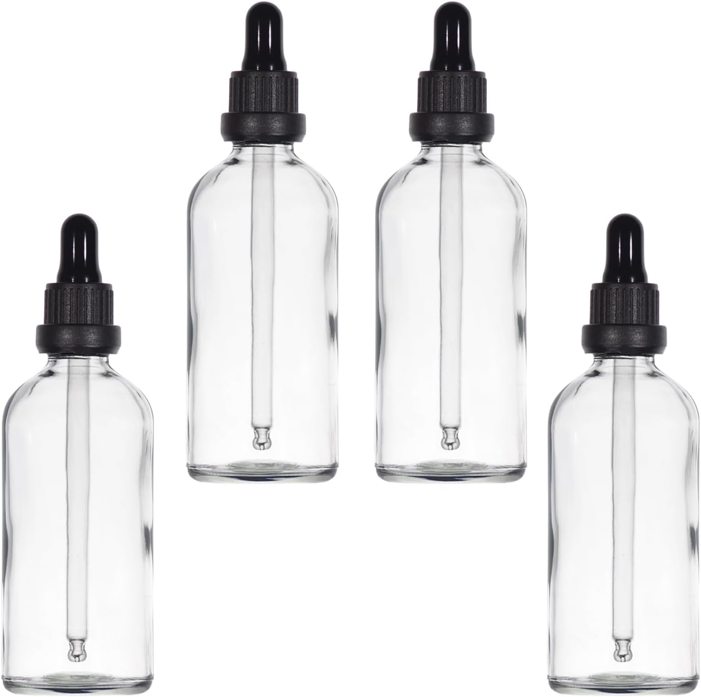 YIZHAO Clear Glass Dropper Bottle 4oz, Tincture Bottles with Glass Dropper, for Essential Oils, Aromatherapy, Cosmetic, Laboratory, Pharmacy, Liquids, Travel –4 Pcs