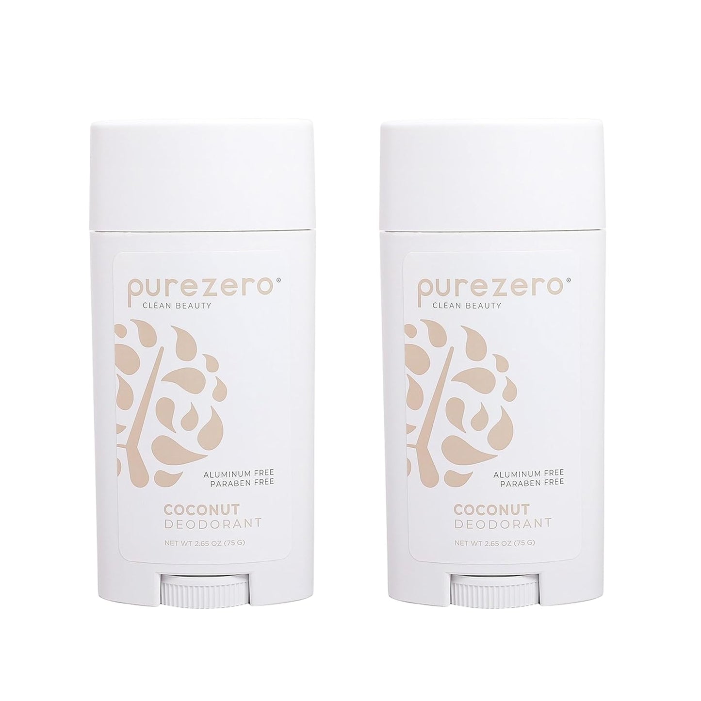 Purezero Deodorant | COCONUT | Aluminum & Paraben Free with Baking Soda and 24-Hour Odor Protection | For Women & Men | Infused with Shea Butter & Coconut Oil (2 Pack)