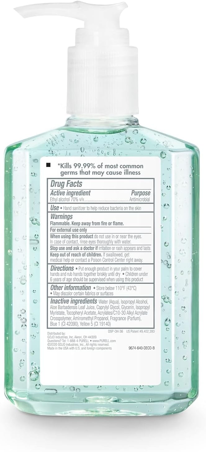 PURELL Advanced Hand Sanitizer Soothing Gel, Fresh Scent, 8 fl oz Pump Bottle (Pack of 4), 9674-06-ECDECO