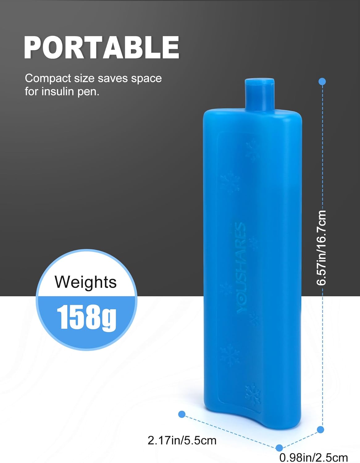 YOUSHARES Ice Pack for Insulin Cooler Travel Case, TSA Approved Freezer Ice Box for Injections, Keep Insulin Bottle Cooling 24h for Diabetic Supplies (1PCS)