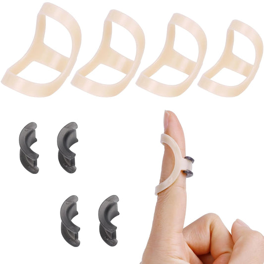 8Pcs Oval Finger Splints & Click-Lock Adjustment Kit, 4 Graduated Finger Ring Splint & 4 Splint Adjustment, Finger Braces for Arthritis, Mallet, Straightening, Support (Size 8-11)