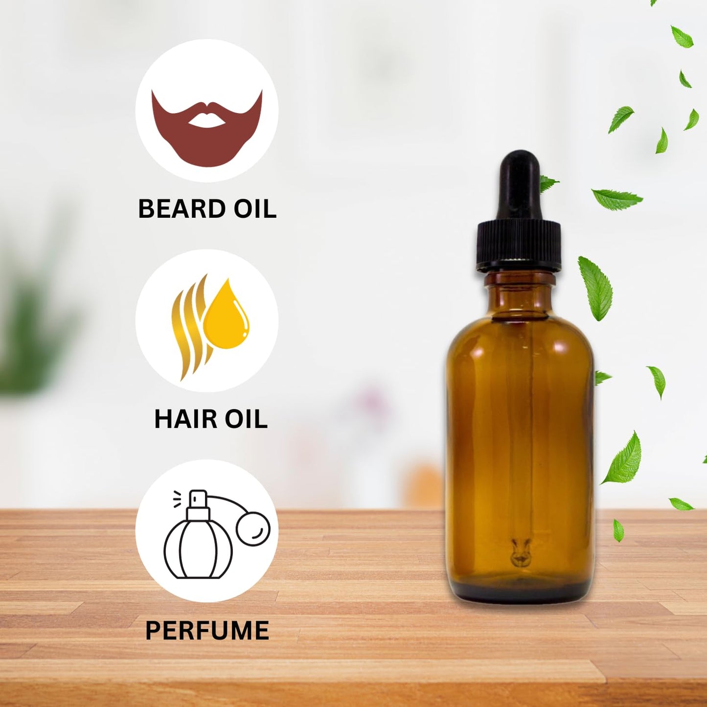 Amber Glass Dropper Bottle 2 oz – Refillable UV-Resistant Glass Bottle with Leak-Proof Dropper for Essential Oils, Serums, Tinctures, DIY Skincare – Single Pack - GreenHealdh