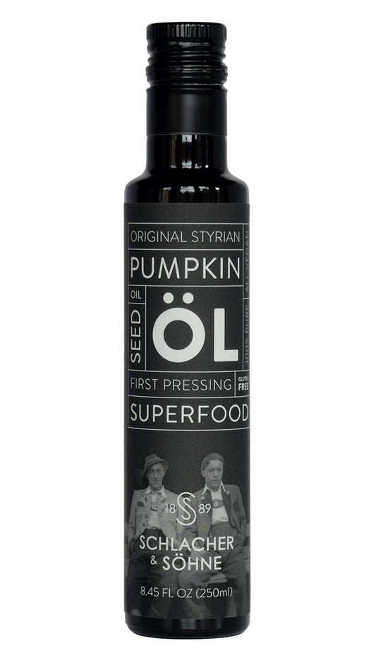 Schlacher & Söhne Styrian Pumpkin Seed Oil: 100% Pure, Cold Pressed, Non GMO, Gluten Free, Vegan, May Helps in Hair Growth, Made in Austria (8.4 FL OZ of 250 ml)