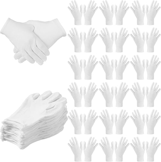 SATINIOR 120 Pieces Cotton Gloves Large Size for Men Women Inspection Gloves for Dry Hand Art Handling Coin Jewelry