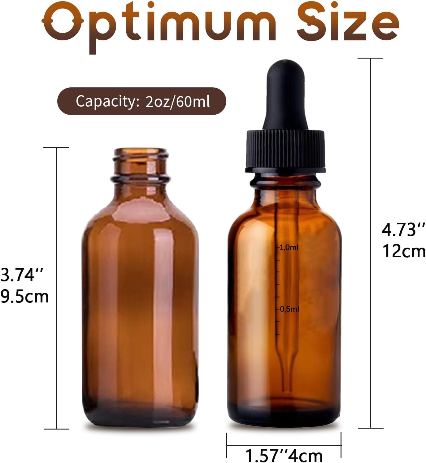 24 Pack Amber Glass Dropper Bottle, 2 oz/60 ml with Dropper, Leak Proof Travel Dispenser Bottle for Essential Oils/Chemistry Laboratory Chemicals/Cologne and Perfume