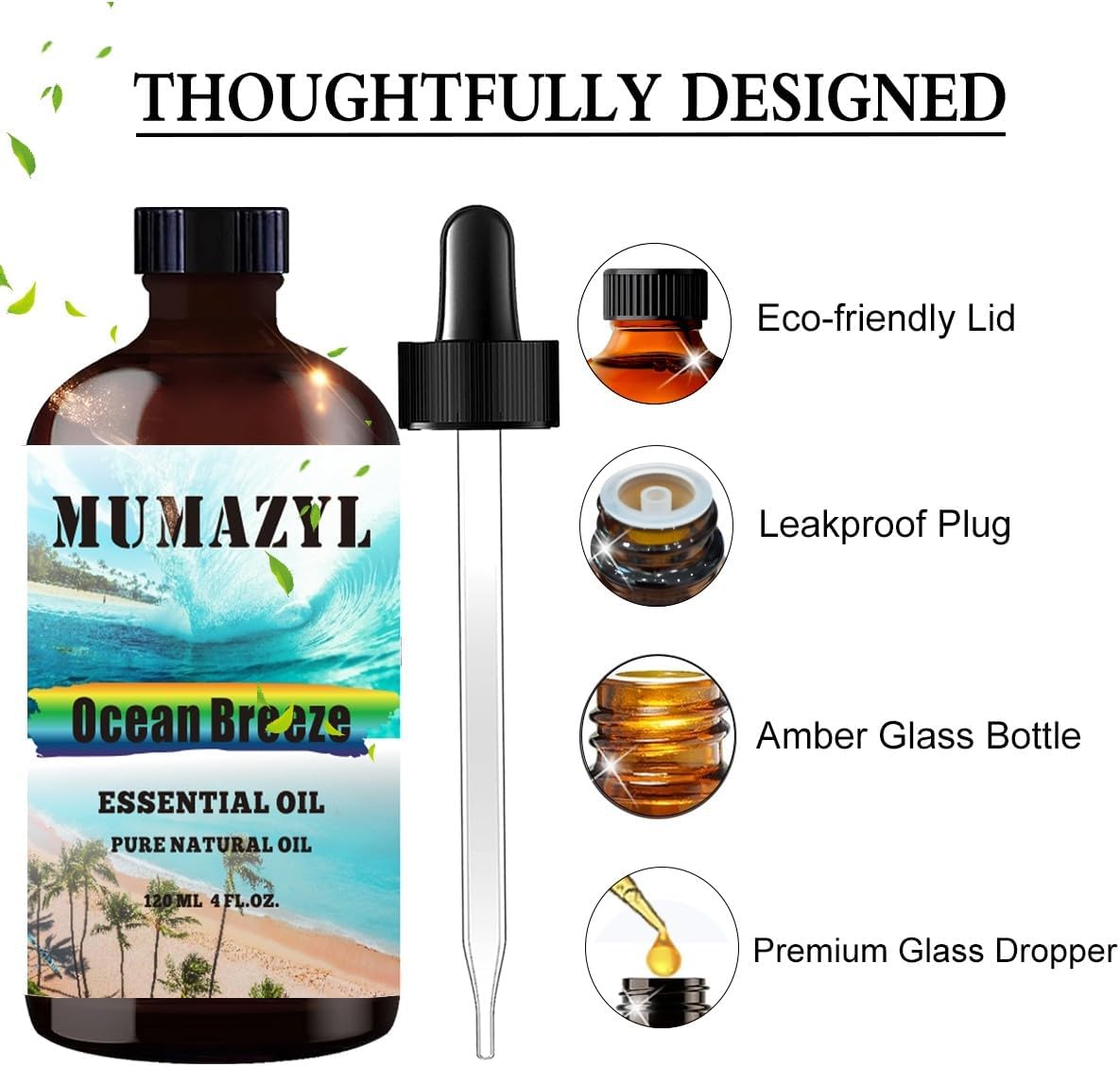 Ocean Breeze Essential Oil, Ocean Breeze Oil 4 Fl Oz 120ML for Diffuser Humidifier Yoga Cleaning DIY Candle Soap Making Fragrance Oils