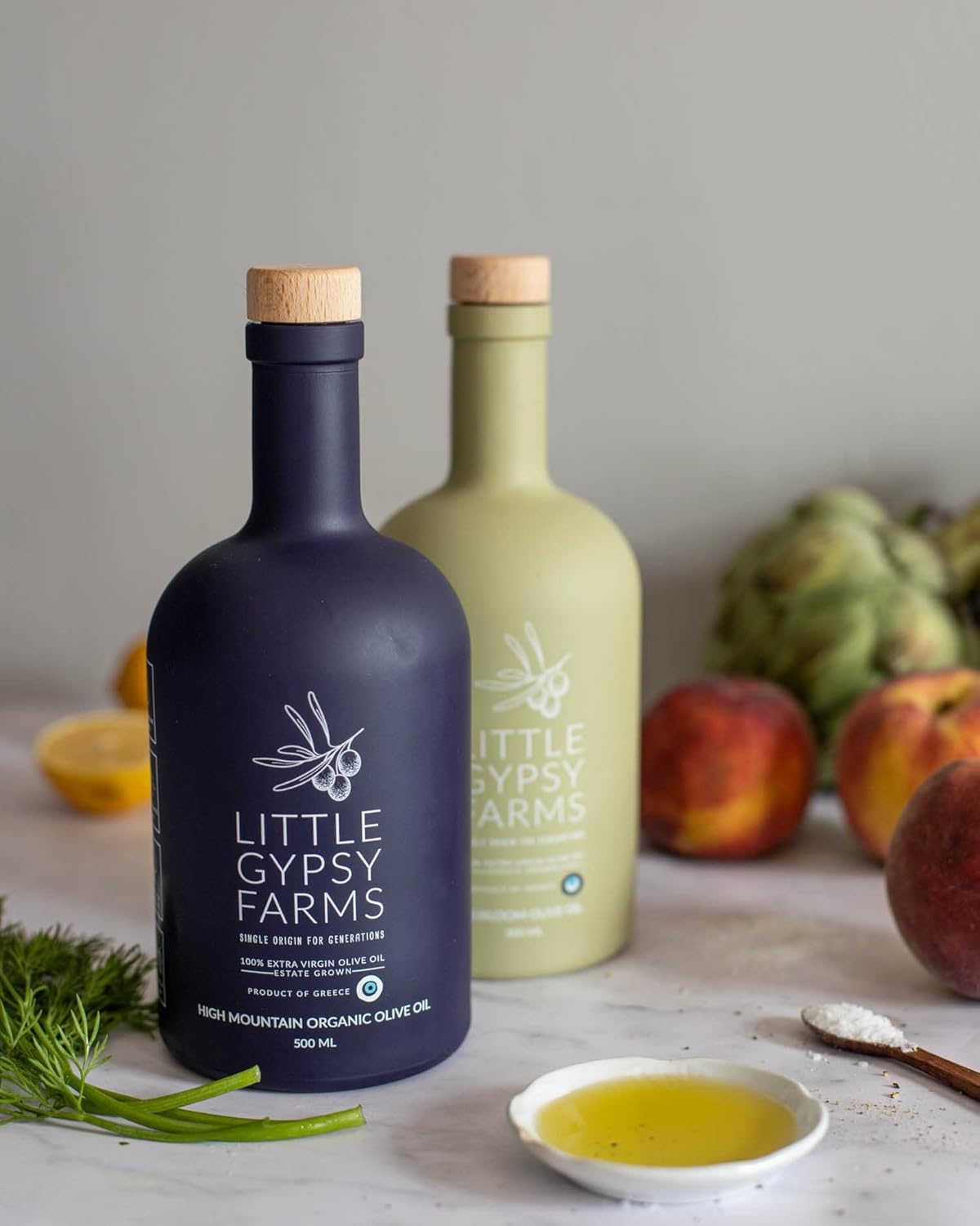 High Mountain Organic EVOO from Little Gypsy Farms | Extra Virgin Olive Oil from a Single Estate in Greece | First Cold-Pressed | High Polyphenols & Amino Acids | Non-GMO | 500ml (2 Pack)