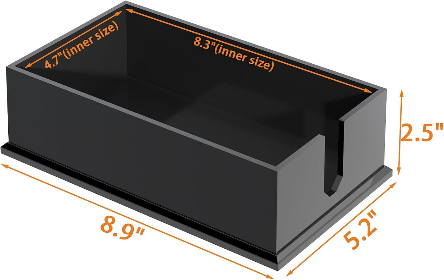 Napkin Holder for Table, Acrylic Napkin Paper Towel Holder for Kitchen, Clear Acrylic Guest Towel Holder Tray for Bathroom, Cocktail Napkin Holder for Dinner (Rectangle Black 0.16+0.31in Thickness)