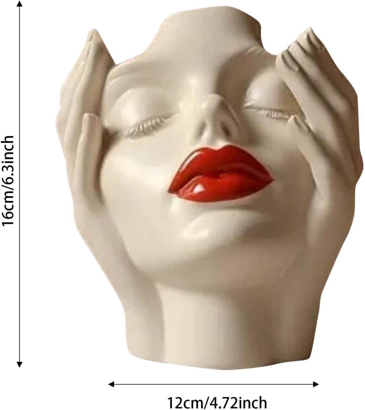 Makeup Brush Organizer, Boho Women Head Shape Sculpture, Modern Desk Decor Pen Holder, White Female Face Vase Bookshelf Decor, Office Shelf Organizer for Vanity, Living Room, Home (Beige 4)