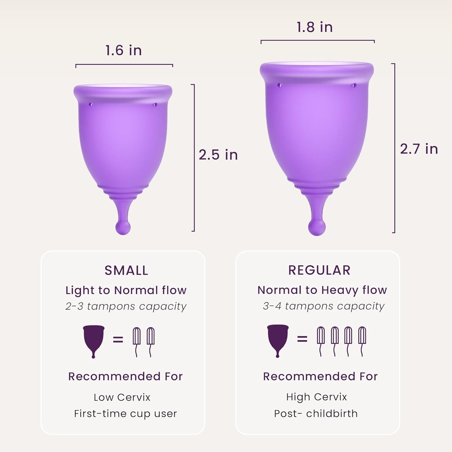EcoBlossom Reusable Menstrual Cup and Case - The Most Reliable Medical Grade Silicone Period Cups - Comfortably use for 12 Hours (Large (Pack of 2), Round Stem & Case)