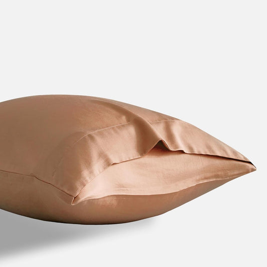 DOZ Pillowcase Set, 100% Viscose derived from Bamboo, Organically Grown, Buttery Soft, Silky, Breathable, Cooling, Oeko-TEX, High GSM, 2-Pack, Envelope Closure (Queen, Clay)