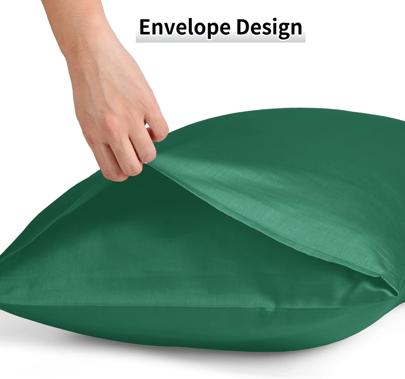 Warmstar Cotton Pillow Cases Queen Size Set of 2, 600 Thread Count Pillowcases 20x30 Inches, Soft Long Staple Cotton Pillowcases Breathable with Envelope Closure,Dark Green