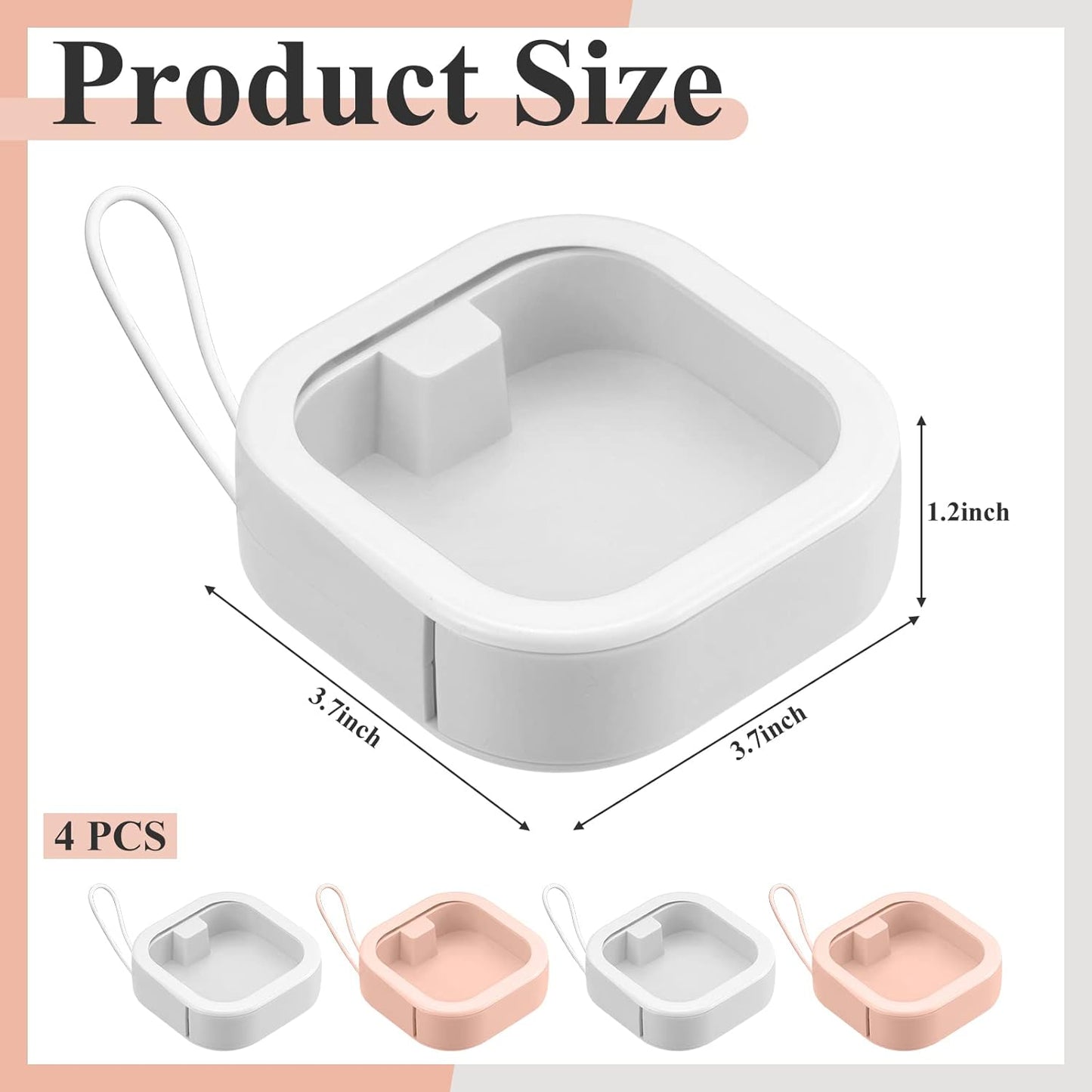 Kathfly 4 Pcs Pink White Hair Tie Organizer Portable Hair Accessory Storage Containers Stackable Tie Bobby Pin Holder Home Cotton Swab Dispenser Accessories Jewelry Organizer Box