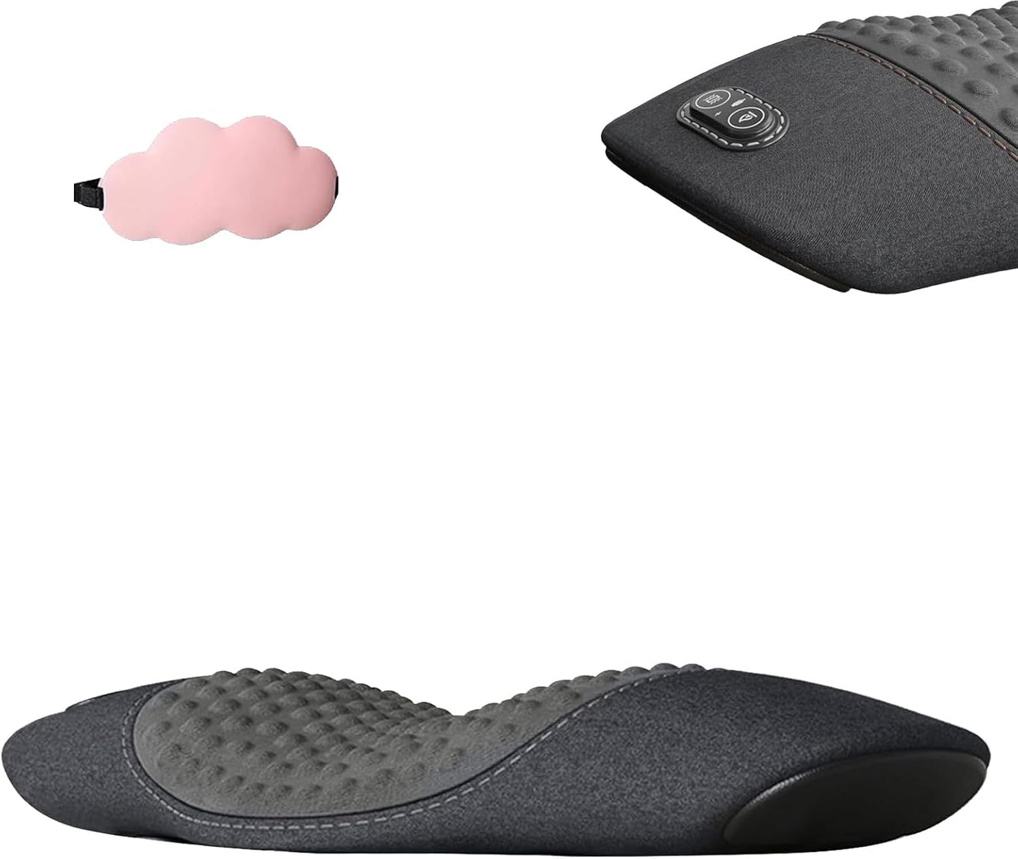 Triple Fusion Back Massager, 3-in-1 Back Massager with Traction Lifting, Electric Fusion Massager with Lifting and Vibration Massage and Heat Compress Against Pain (Black A)