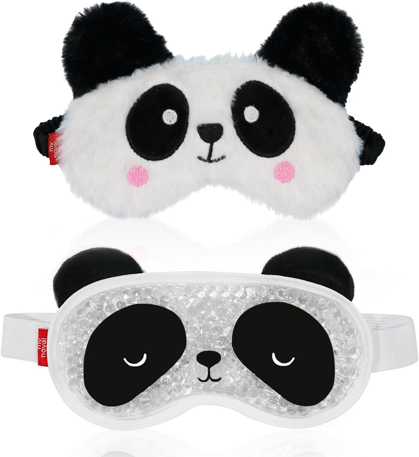 Cooling Eye Mask and Plush Sleep Mask for Girl Woman 2PCS, Cute Animal Sleeping Mask Soft Blindfold Cold Warm Eye Compress Gifting for Home Spa, Office, Morning Refreshment, Travel