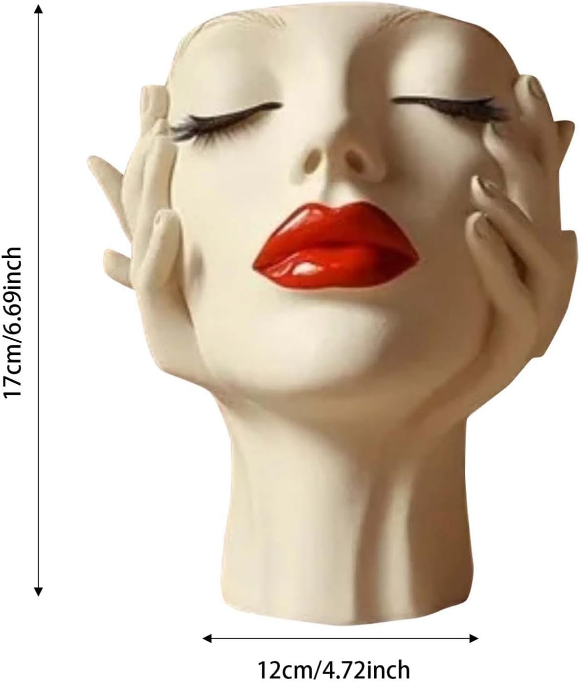 Makeup Brush Organizer, Boho Women Head Shape Sculpture, Modern Desk Decor Pen Holder, White Female Face Vase Bookshelf Decor, Office Shelf Organizer for Vanity, Living Room, Home (Beige 3)