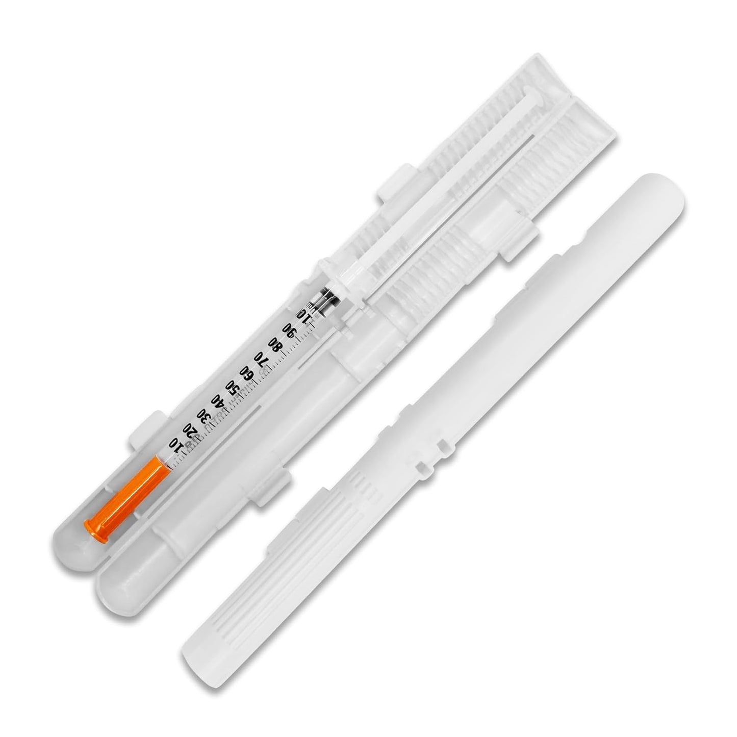 GMS 100 Unit Syringe Case - Holds New, Prefilled & Used Syringes with Needles, Small & Discreet, Ideal for Travel - 2-Pack - White