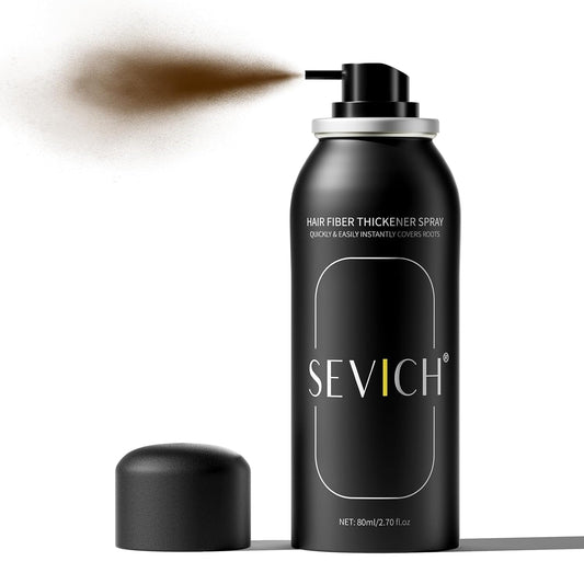 Sevich Hair Fiber Spray - Instant Hair Thickening Powder for Men & Women, Hair Building Fibers for Thinning Hair, Root Touch Up Hair Color, Waterproof, Sweatproof, Natural Look,80ml Dark Brown