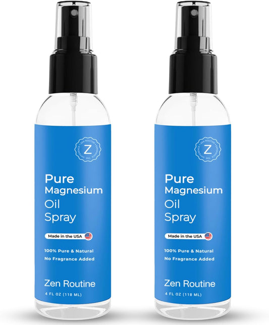 Pure Magnesium Oil Spray – 4oz (2 Pack) Organic USP Grade, Topical Magnesium Spray for Feet, Leg Cramps, Weight Management, Aceite de Magnesio, Natural Salt & Ancient Minerals – Made in The USA