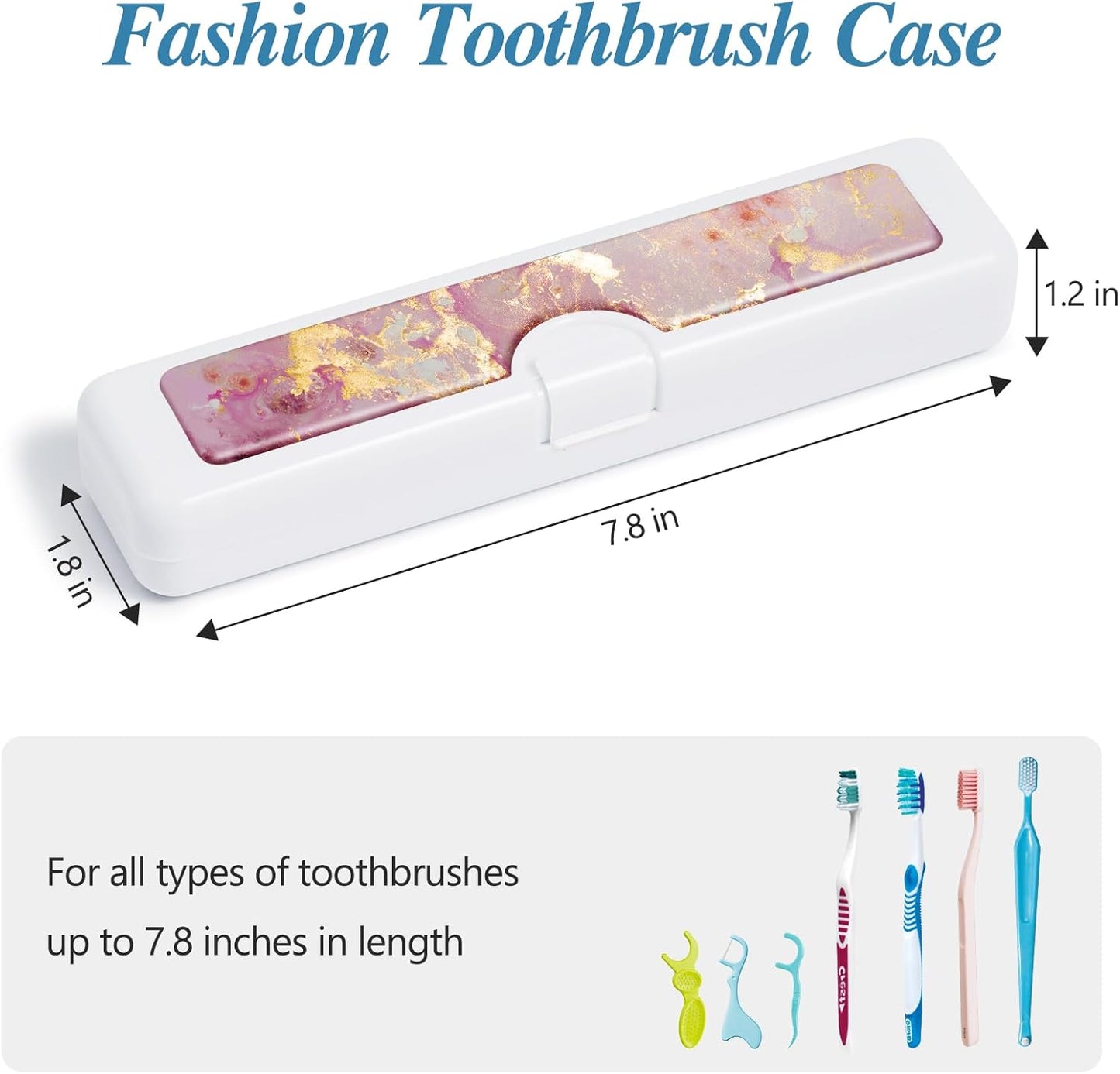 Toothbrush Travel Case - Colorful Pattern, Holder and Covers for Toothbrushes, Includes Tongue Scraper Case