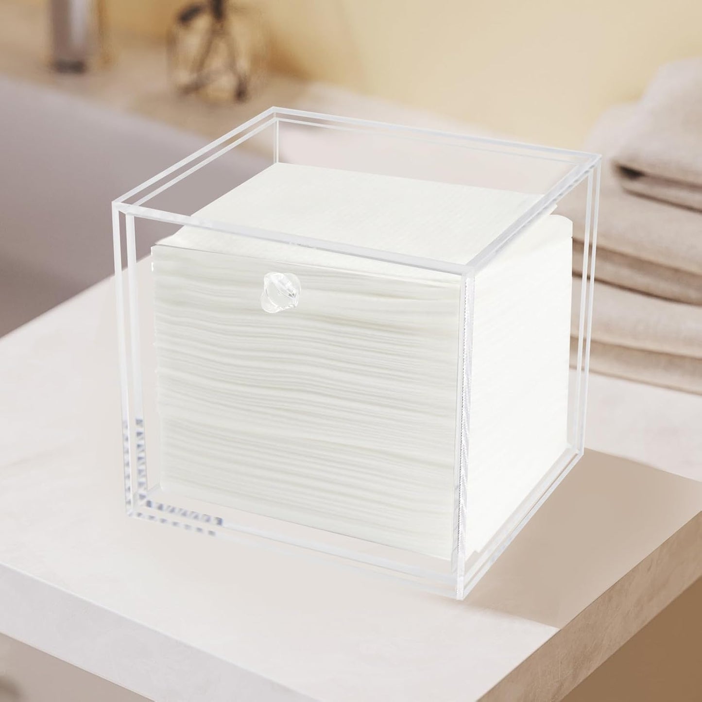 Face Towel Holder Compatible with XL, Disposable Face Towel Container Box, Clear