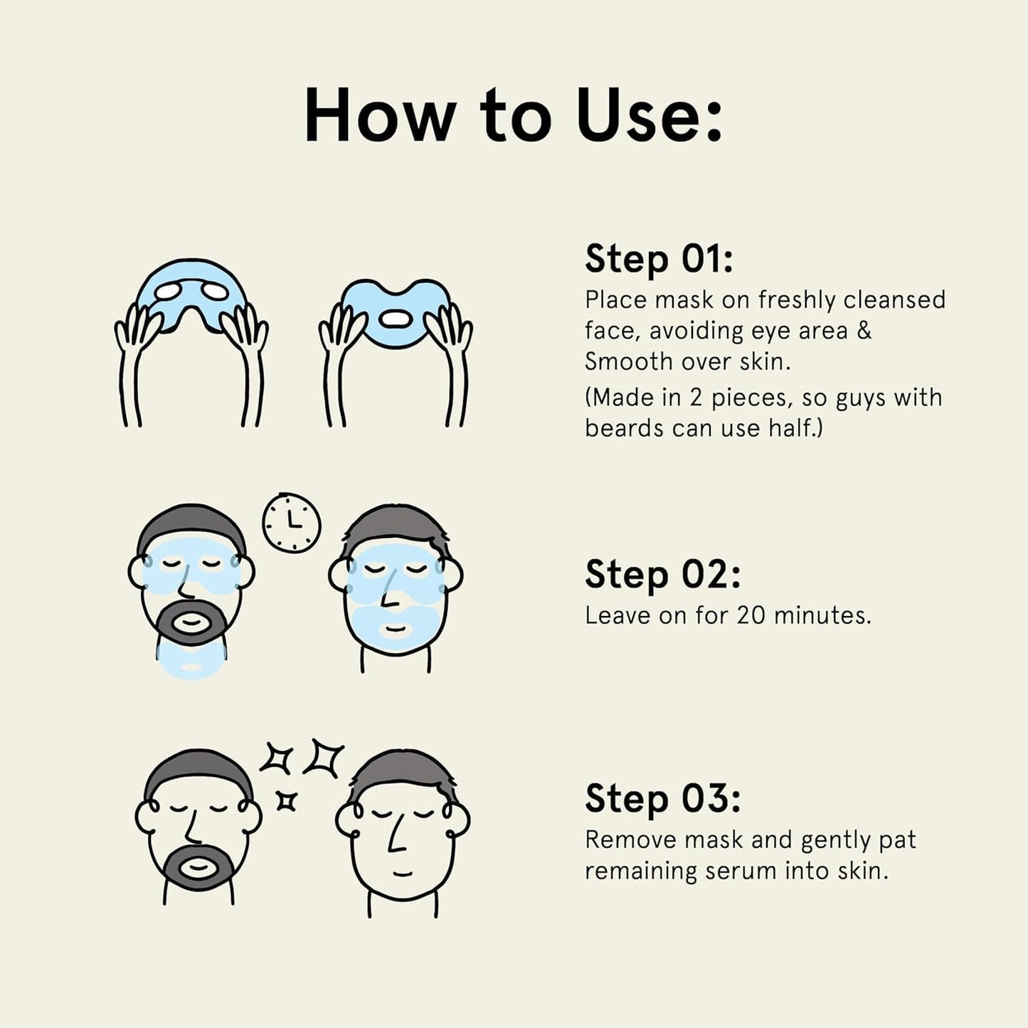 JAXON LANE BRO MASK: Korean Face Mask for Men | 2 Pc. Hydrating Anti Aging Sheet Masks Contain Vitamin C, Vitamin E, Hyaluronic Acid, Hydrolyzed Collagen for Face Care, Acne Treatment (4 X 4 Packs)