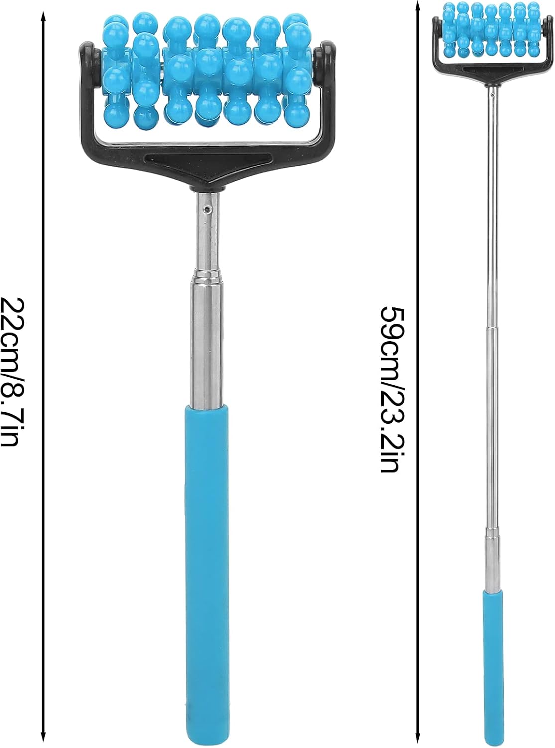 Back Scratchers, Telescopic Massagers Back Muscle Roller Adjustable Back Head Arm Scratch Roller Massager for Muscle Relax Portable Extendable Telescoping Backscratchers for Men Women(Blue)