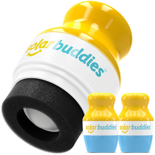 Solar Buddies Sunscreen Applicator - Blue Pack of 2 - BPA-Free Refillable Roll on Sponge Sunscreen, Suncream & Lotion Applicator For Kids, Adults & Families - Holds 3.4fl oz, Perfect Size for Travel