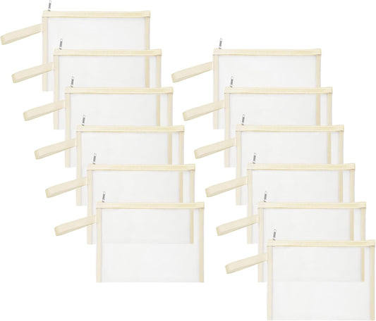 12 Psc Mesh Zipper Pouch Bags,Small Comestic Makeup Bage For Travel, Purse Organizer Pouches (Mike White, A5*12)