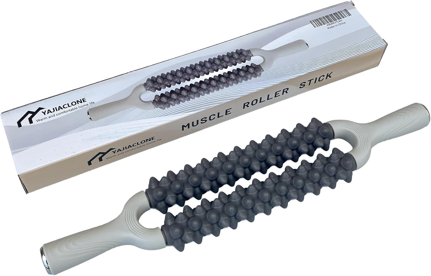 Double Row Muscle Roller Stick for Muscles Deep Tissue，with One-Piece Roller & Bionic Massage Contacts,High Efficiency Relieves Soreness & Tension，Unique Gifts for Runner Athelets Gym Yoga.