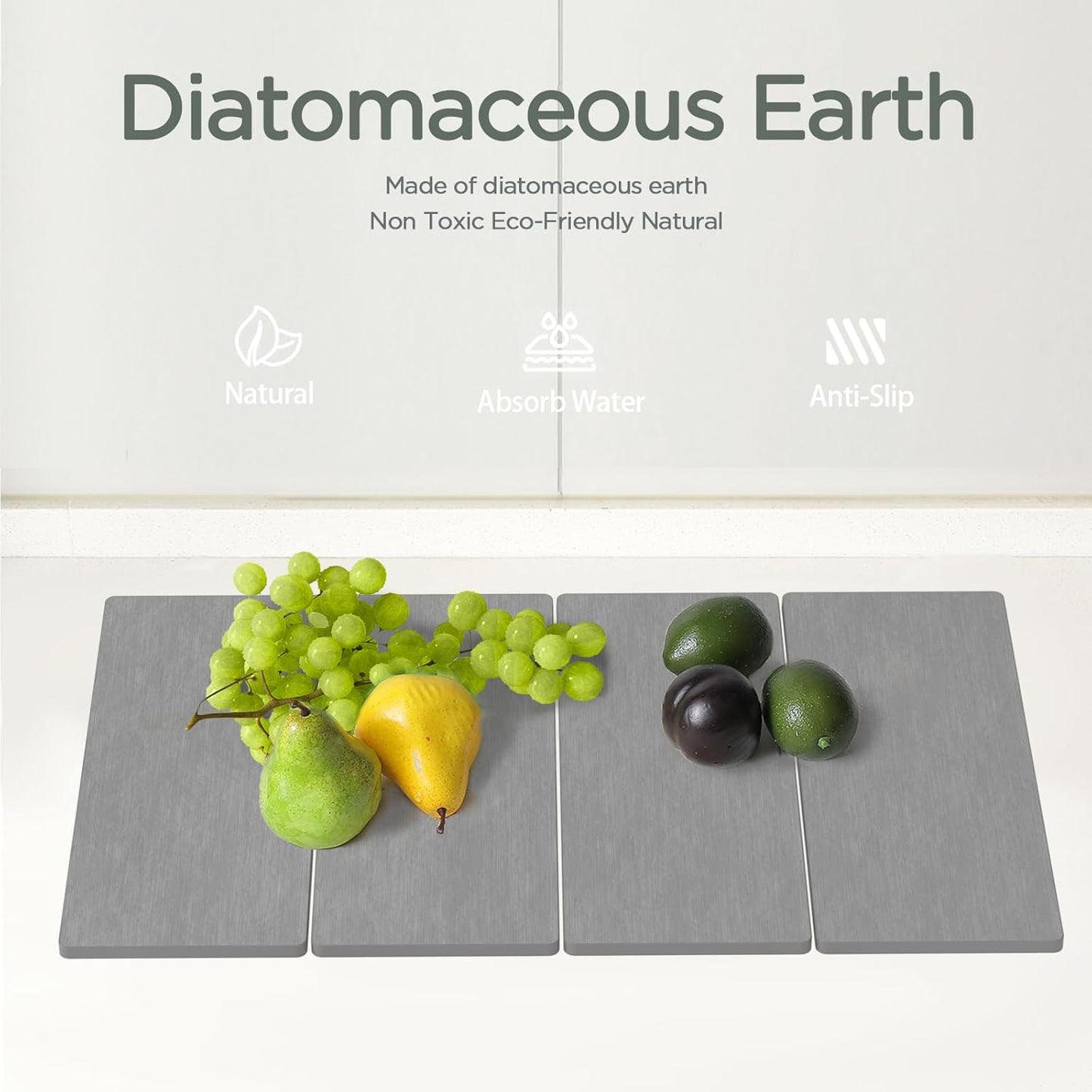 2PCS Stone Drying Mat for Kitchen Counter, Stone Dish Drying Mat - Diatomite Water Absorbing Drying Stone for Kitchen Counter Mat, Quick Dry Stone Mat Kitchen for Cups Dishes Bottles.