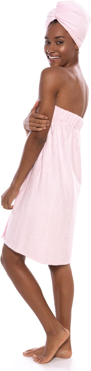 Texere Women's Towel Wrap - Modal & Organic Cotton Blend (Barely Pink, Small/Medium)
