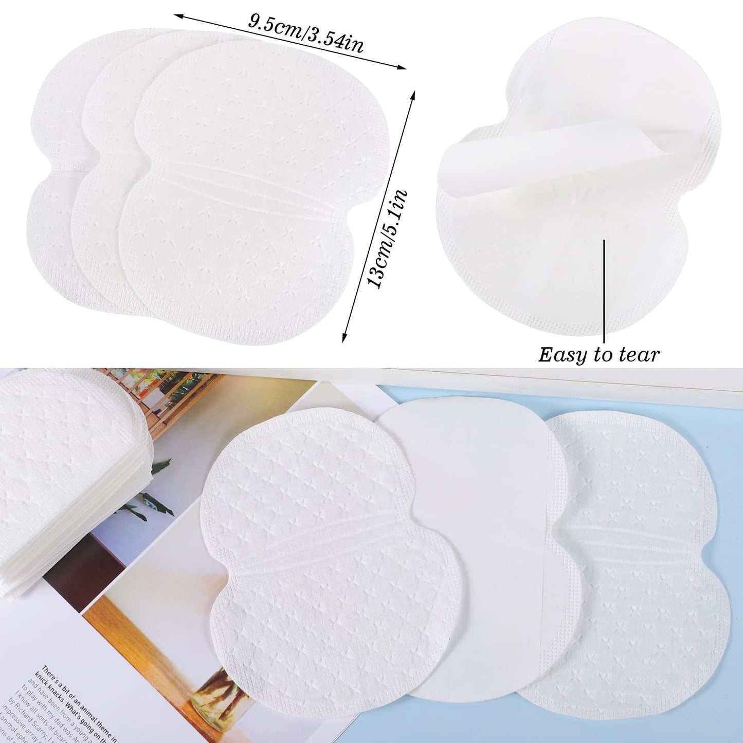 50 Pcs Underarm Sweat Pads, Armpit Sweat Pads for Women and Men, Disposable Underarm Pads for Sweating Women Comfortable Unflavored Non Sweat Armpit Protection (5.1 * 3.54 inch, 50)