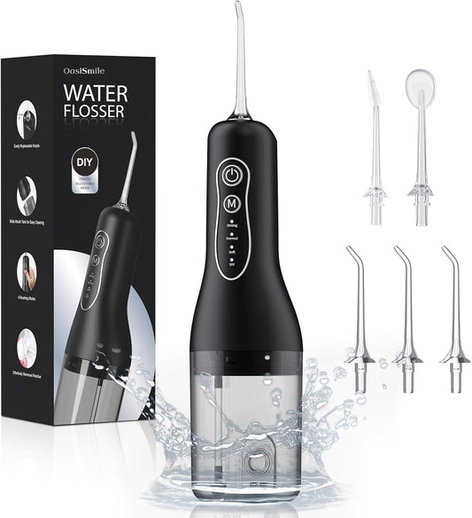 New Water Flosser for Teeth Cleaning, 260ML Portable Cordless Oral Irrigator with DIY Strength, 4 Cleaning Modes, IPX7 Waterproof Rechargeable Water Dental Pick Flosser for Home, Travel
