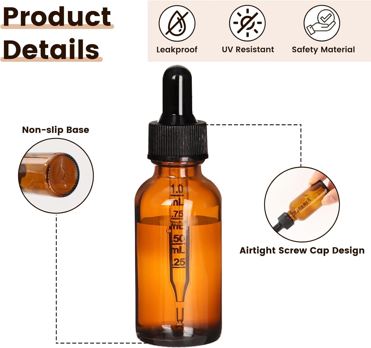 AuroTrends Amber Dropper Bottle 1 oz 24Pack, Glass Tincture Bottles with Dropper - Amber Glass Dropper Bottle 1 oz with Funnel/Stickers/Plastic Graduated Pipette (1fl.oz, Set of 24)