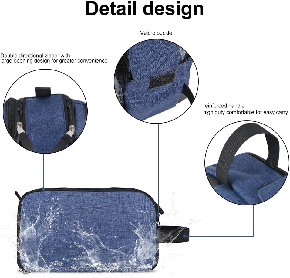 Travel Toiletry Bag for Men Dopp Kit Water-resistant Shaving Bag for Toiletries Accessories Door Room Essentials Navy Blue