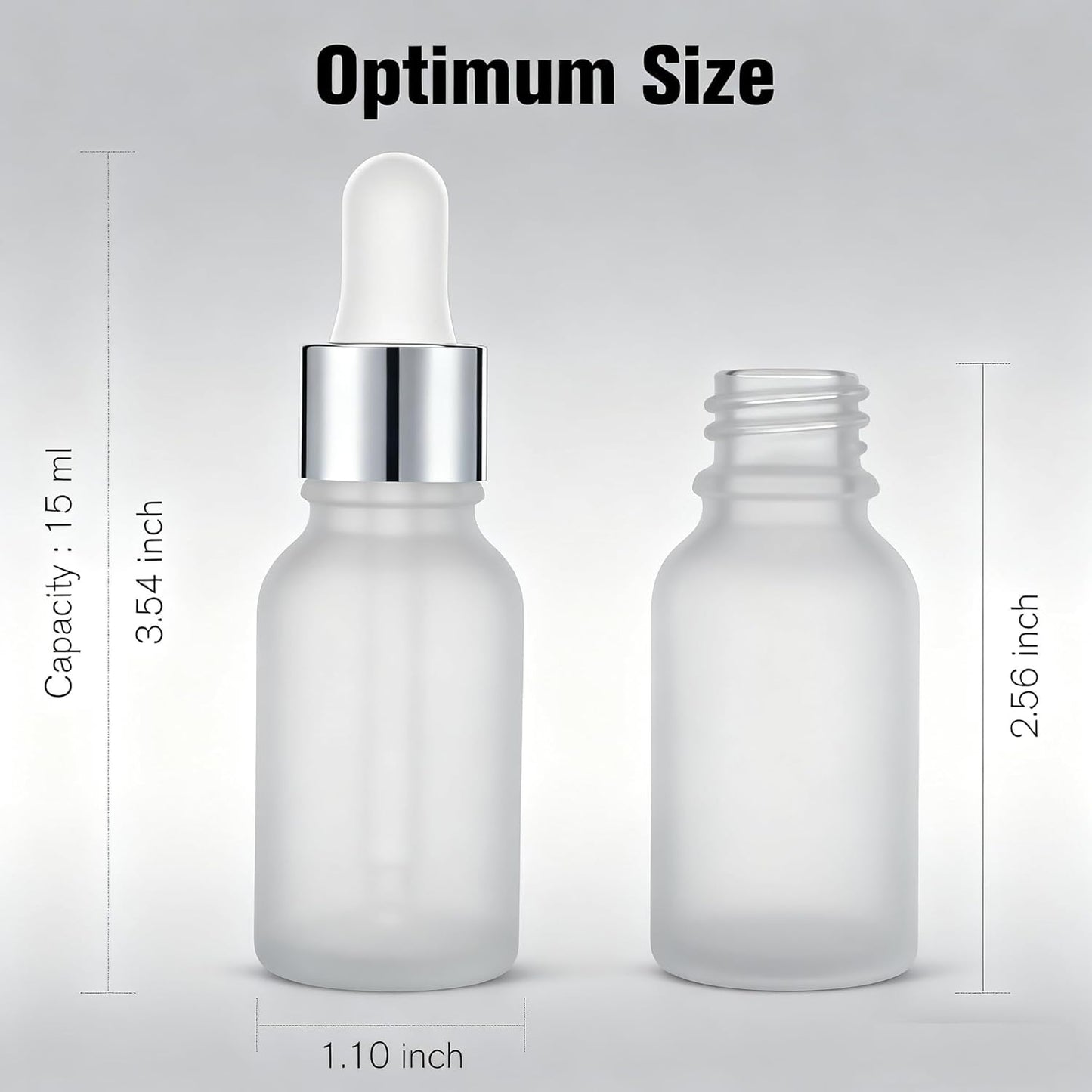 PrettyCare 24 pcs，Eye Dropper Bottle 0.5 oz（ 15 ml Frosted Glass Bottles with Silver Caps, 2 Extra Measured Pipettes, 48 Labels, 2 Funnels Empty Tincture Bottles for Essential Oils